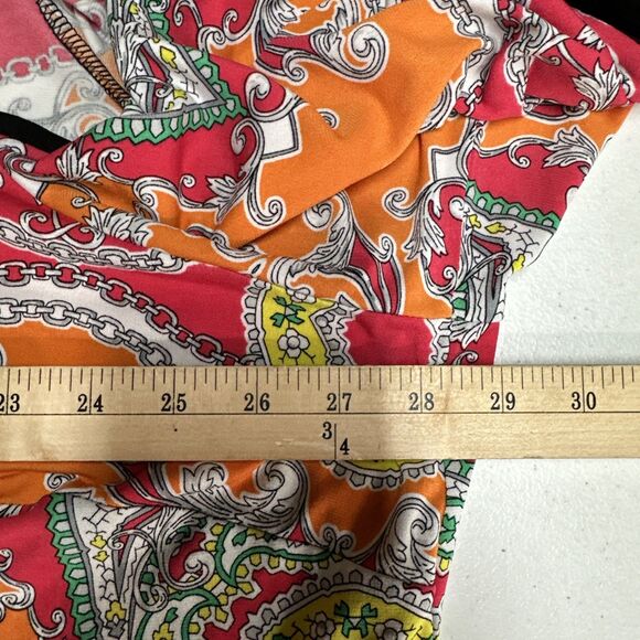 Susan Graver 3X Liquid Knit Top Red Orange Printed Cold Shoulder Casual BOHO - Picture 8 of 9
